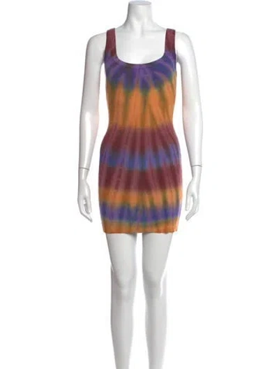 Pre-owned Cotton Citizen Tie-dye Print Mini Dress In Blue