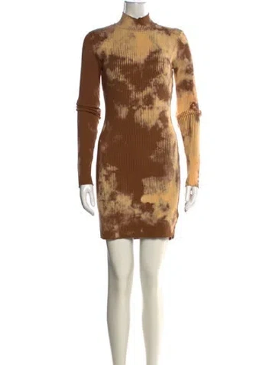Pre-owned Cotton Citizen Tie-dye Print Mini Dress In Brown
