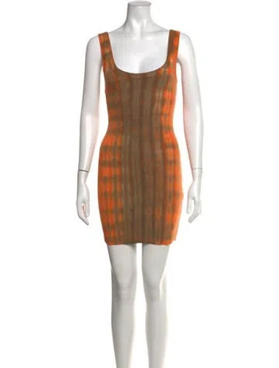 Pre-owned Cotton Citizen Tie-dye Print Mini Dress In Brown
