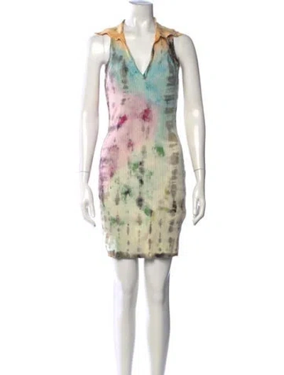 Pre-owned Cotton Citizen Tie-dye Print Mini Dress In Green
