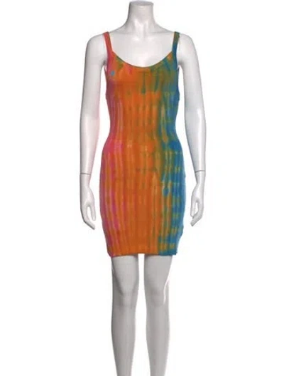 Pre-owned Cotton Citizen Tie-dye Print Mini Dress In Orange