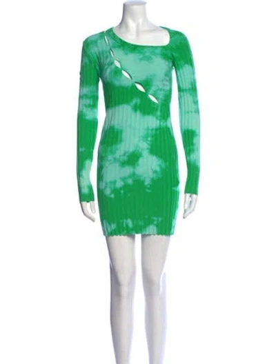 Pre-owned Cotton Citizen Tie-dye Print Mini Dress W/ Tags In Green