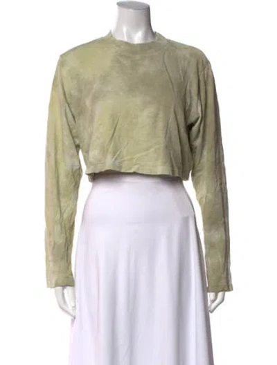 Pre-owned Cotton Citizen Tie-dye Print Mock Neck Crop Top In Green