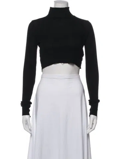 Pre-owned Cotton Citizen Turtleneck Long Sleeve Crop Top In Black