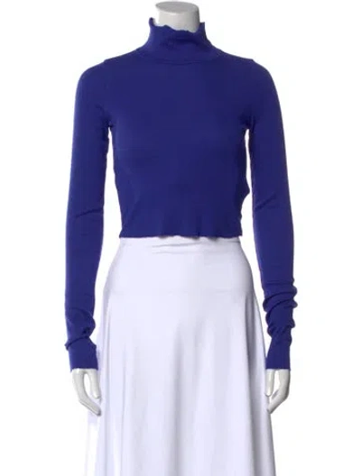 Pre-owned Cotton Citizen Turtleneck Long Sleeve Crop Top In Blue