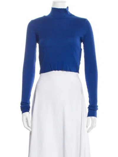Pre-owned Cotton Citizen Turtleneck Long Sleeve Crop Top In Blue