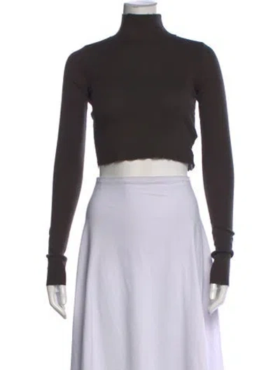 Pre-owned Cotton Citizen Turtleneck Long Sleeve Crop Top In Gray