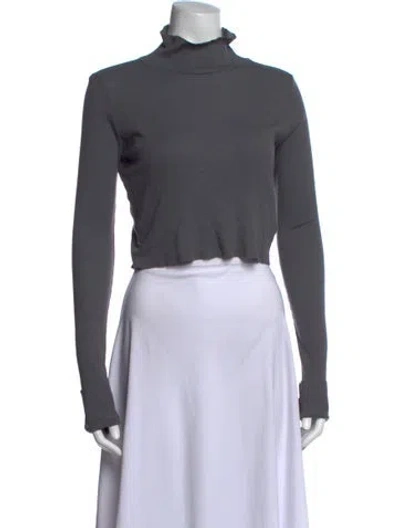 Pre-owned Cotton Citizen Turtleneck Long Sleeve Crop Top In Grey