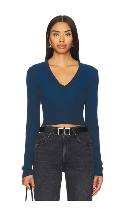 Cotton Citizen Verona Crop U Neck Shirt In Harbor Cast