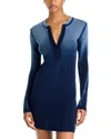 Cotton Citizen Verona Henley Mini Dress In Navy Cast