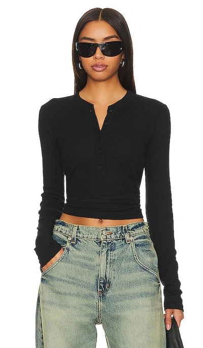 Cotton Citizen Verona Henley Shirt In Jet Black