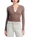 Cotton Citizen Verona Henley Top In Brown