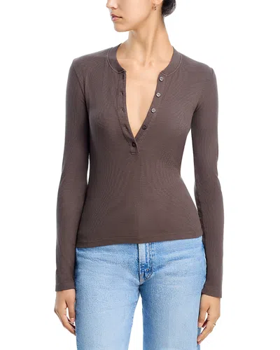 Cotton Citizen Verona Henley Top In Brown