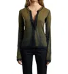 Cotton Citizen Verona Henley Top In Carbon Cast In Multi