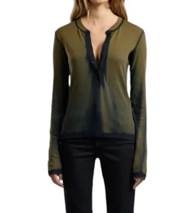 Cotton Citizen Verona Henley Top In Carbon Cast In Multi
