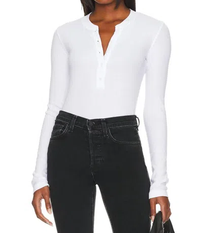 Cotton Citizen Verona Long Sleeve Henley Shirt In White In Multi