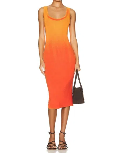 Cotton Citizen Verona Midi Dress In Sunny Orange Cast In Multi