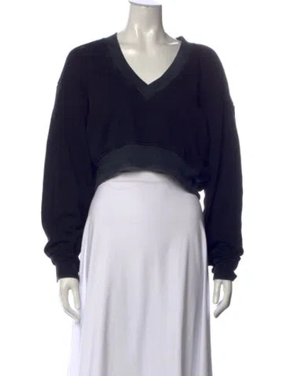 Pre-owned Cotton Citizen V-neck Long Sleeve Crop Top In Black