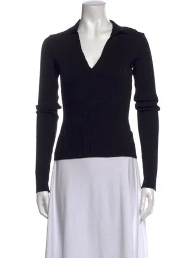 Pre-owned Cotton Citizen V-neck Long Sleeve Polo In Black