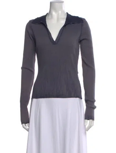 Pre-owned Cotton Citizen V-neck Long Sleeve Polo In Grey