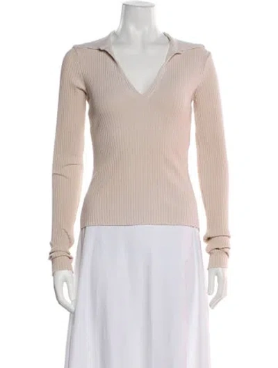 Pre-owned Cotton Citizen V-neck Long Sleeve Polo In Neutral