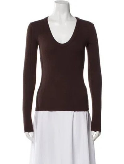 Pre-owned Cotton Citizen V-neck Long Sleeve Top In Brown