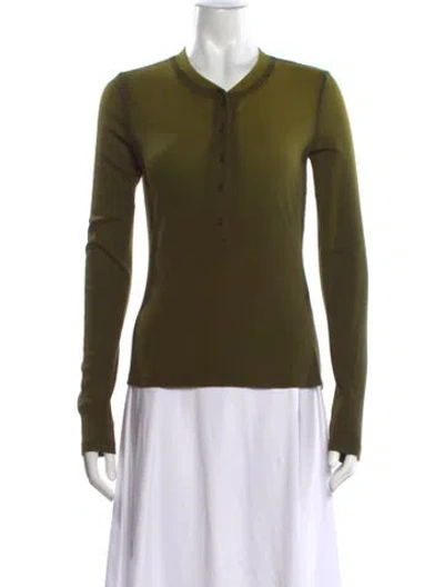 Pre-owned Cotton Citizen V-neck Long Sleeve Top In Green