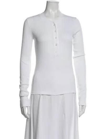 Pre-owned Cotton Citizen V-neck Long Sleeve Top In White