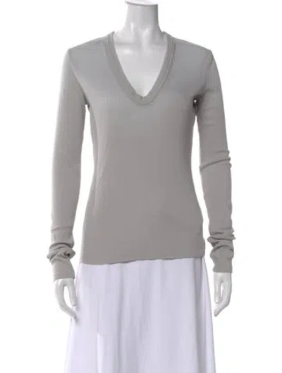 Pre-owned Cotton Citizen V-neck Long Sleeve T-shirt In Gray