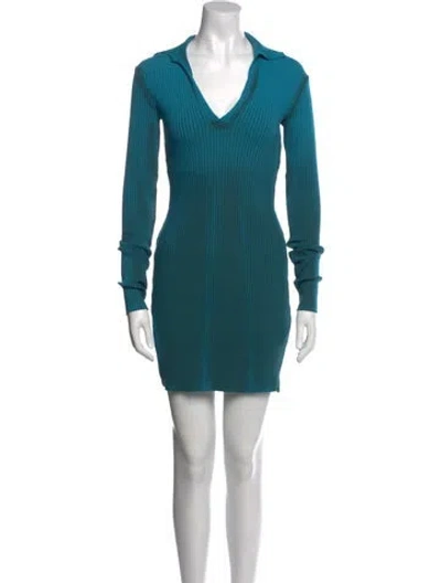 Pre-owned Cotton Citizen V-neck Mini Dress W/ Tags In Blue