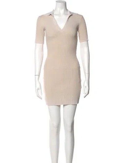 Pre-owned Cotton Citizen V-neck Mini Dress W/ Tags In Neutral