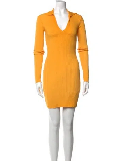 Pre-owned Cotton Citizen V-neck Mini Dress In Yellow