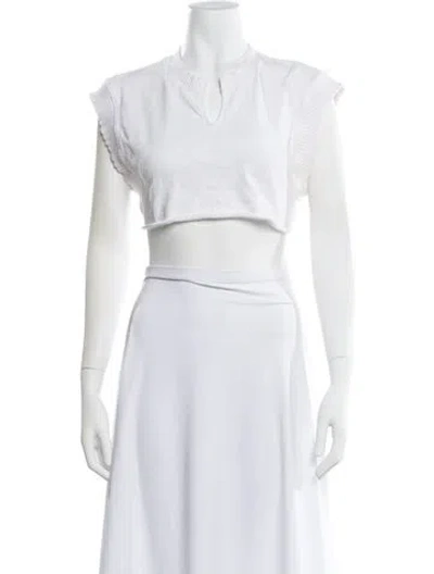 Pre-owned Cotton Citizen V-neck Short Sleeve Crop Top In White