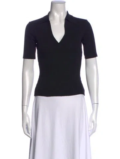 Pre-owned Cotton Citizen V-neck Short Sleeve Polo In Black