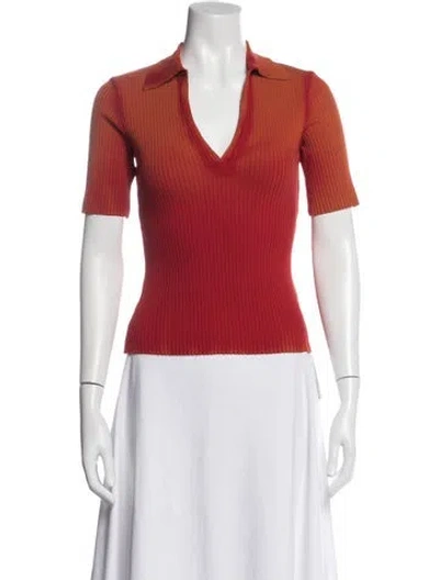 Pre-owned Cotton Citizen V-neck Short Sleeve Polo In Red
