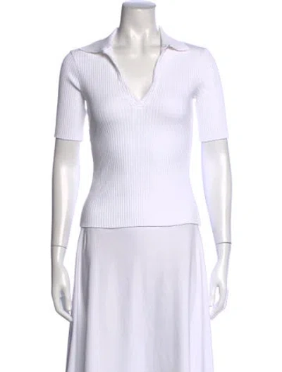 Pre-owned Cotton Citizen V-neck Short Sleeve Polo In White
