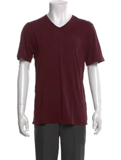 Pre-owned Cotton Citizen V-neck Short Sleeve T-shirt In Burgundy