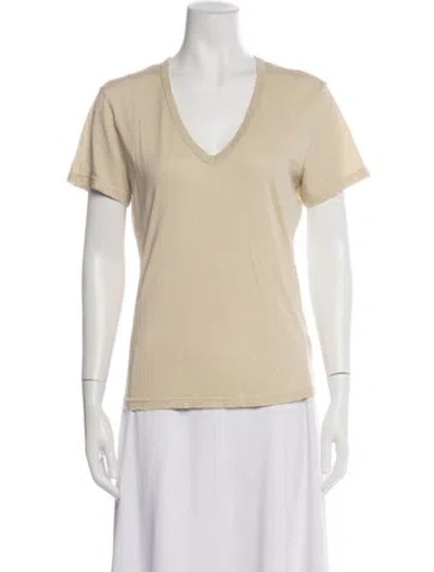 Pre-owned Cotton Citizen V-neck Short Sleeve T-shirt In Neutrals