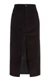Co Tton Rduroy Maxi Pencil Skirt In Brown