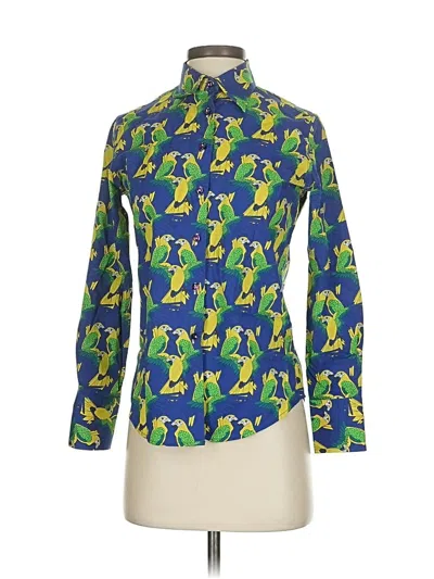Pre-owned Cotton Doux Long Sleeve Blouse In Blue
