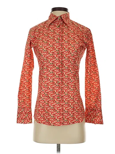 Pre-owned Cotton Doux Long Sleeve Blouse In Orange