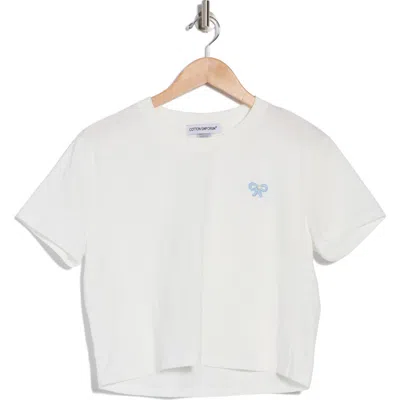 Cotton Emporium Bow Cotton T-shirt In White