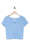 Cotton Emporium Bow Embellished Short Sleeve Crop T-shirt In Baby Blue