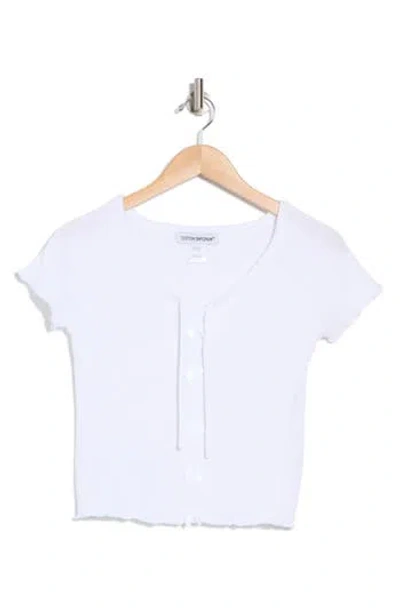 Cotton Emporium Bow Embellished Short Sleeve Crop T-shirt In White