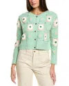 Cotton Emporium Flower Patch Button Front Cardigan In Green