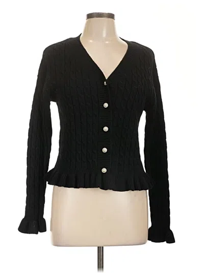 Pre-owned Cotton Emporium Cardigan Sweater In Black
