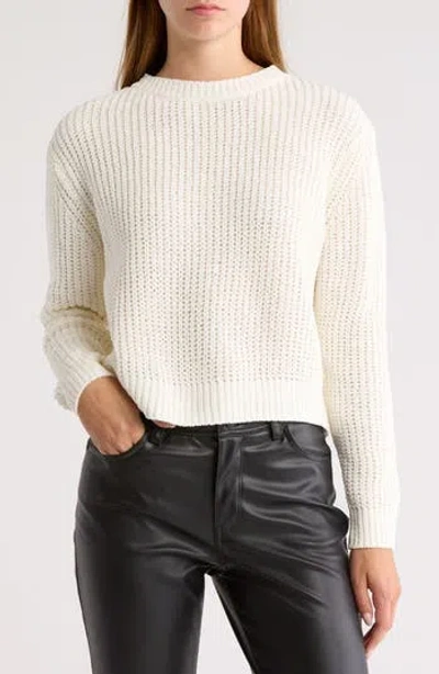 Cotton Emporium Chenille Crop Sweater In Ivory