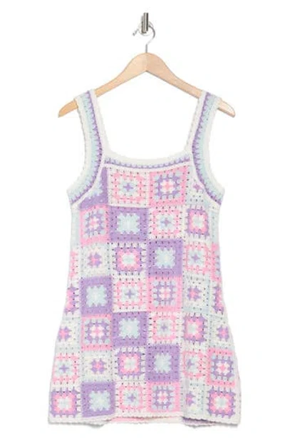 Cotton Emporium Crocheted Patch Tank Dress In Pink