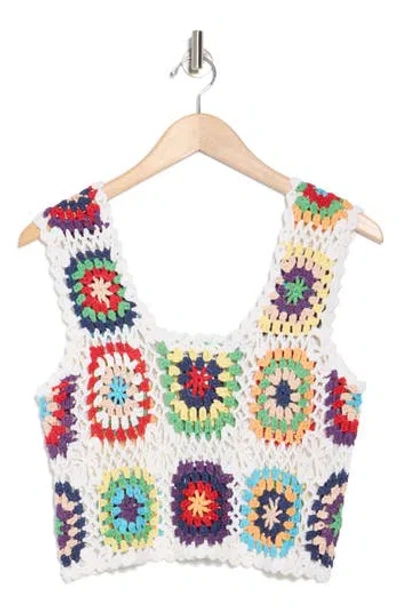 Cotton Emporium Crocheted Patch Tank In Multi