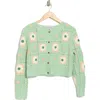 Cotton Emporium Flower Patch Button Front Cardigan In Sage
